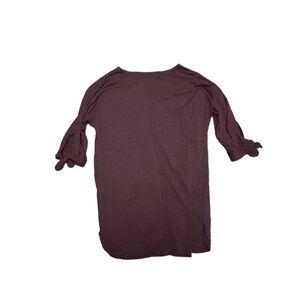 MAX STUDIO Blouse Womens Size XL Dark Maroon Ruffled Cuff Knotted Cozy Chic